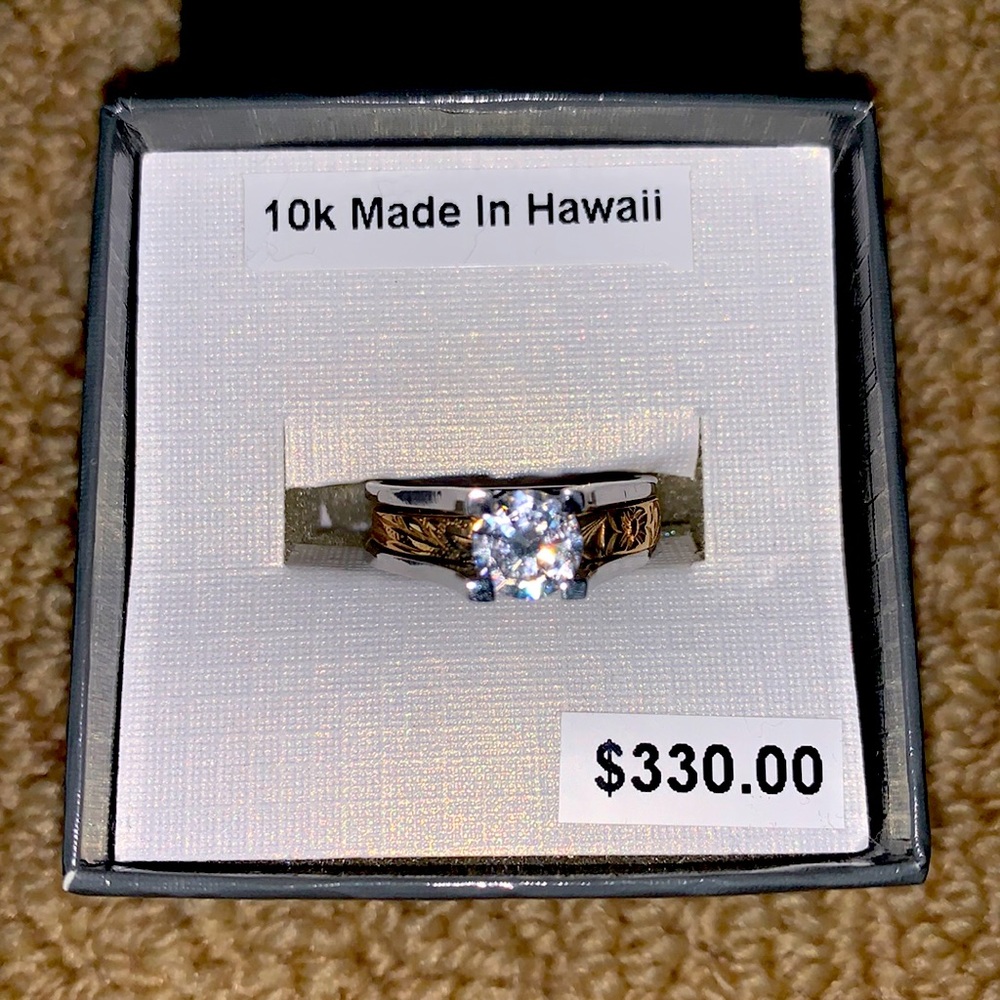 Cubic zirconia solitaire Hawaiian ring